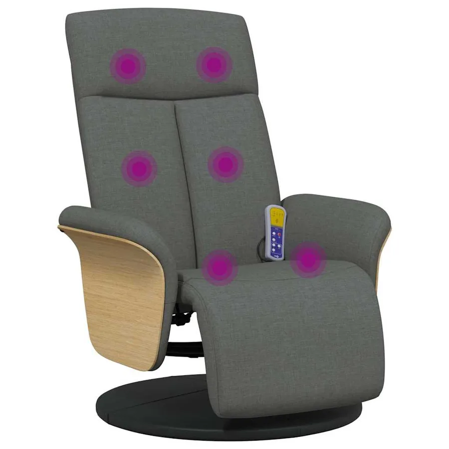 Fauteuil inclinable de massage et repose-pieds gris foncé tissu - 2