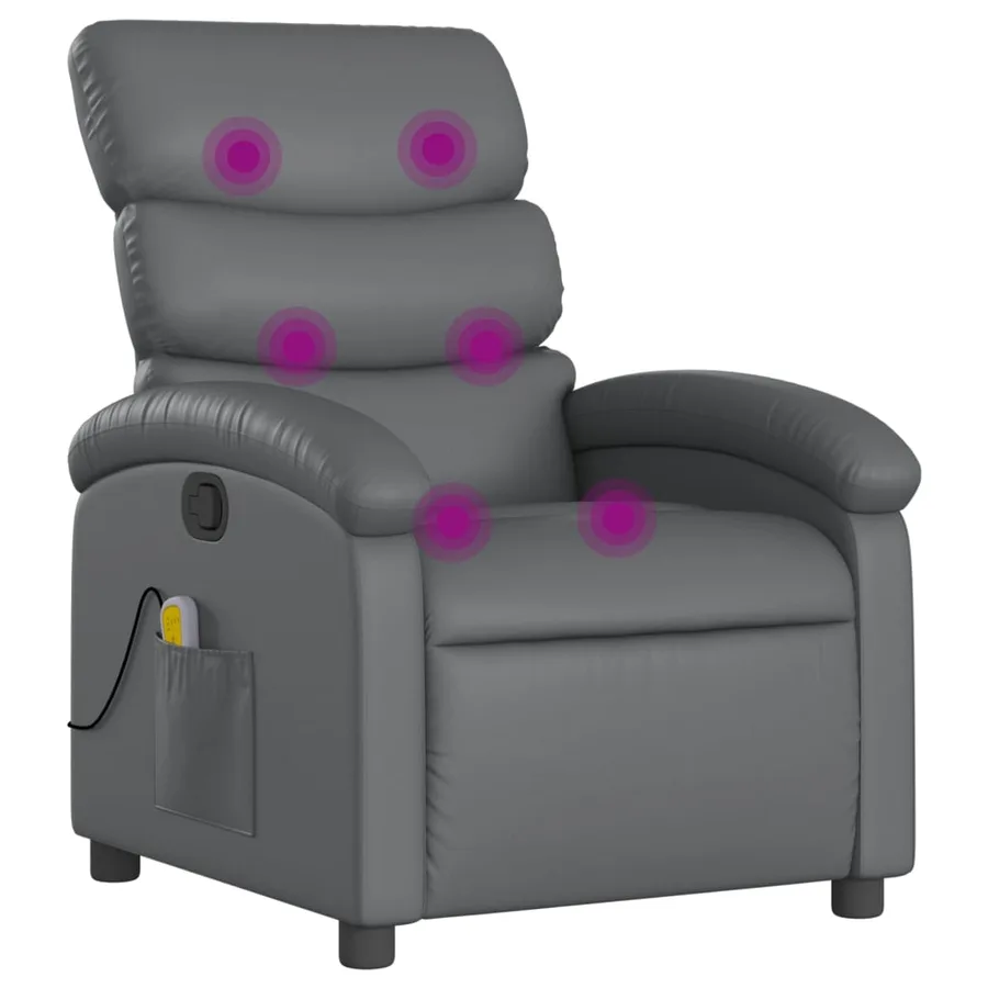 Fauteuil de massage inclinable gris similicuir - 2
