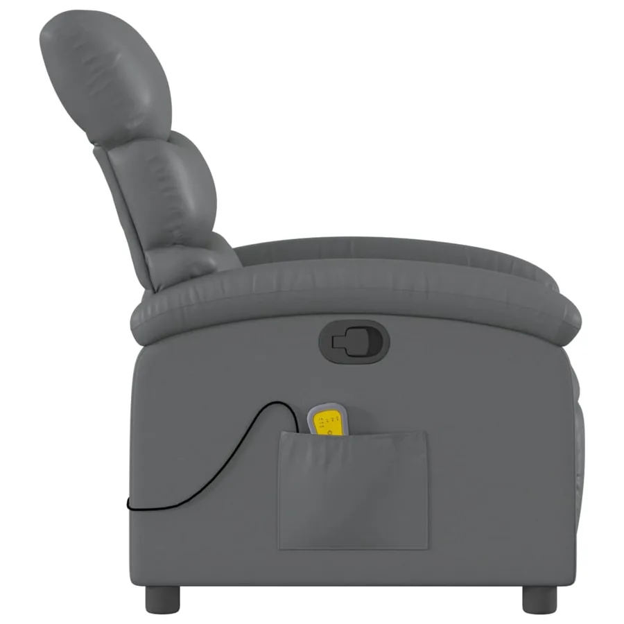 Fauteuil de massage inclinable gris similicuir - 5