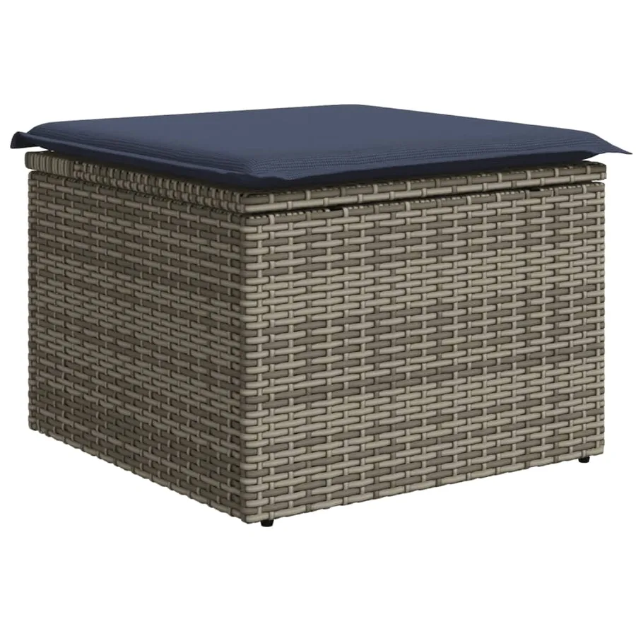 Ensemble de canapé de jardin 8 pcs avec coussins gris résine tressée - 5