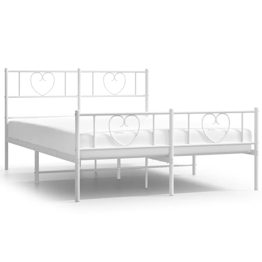 Cadre de lit métal sans matelas et pied de lit blanc 120x200 cm - 2