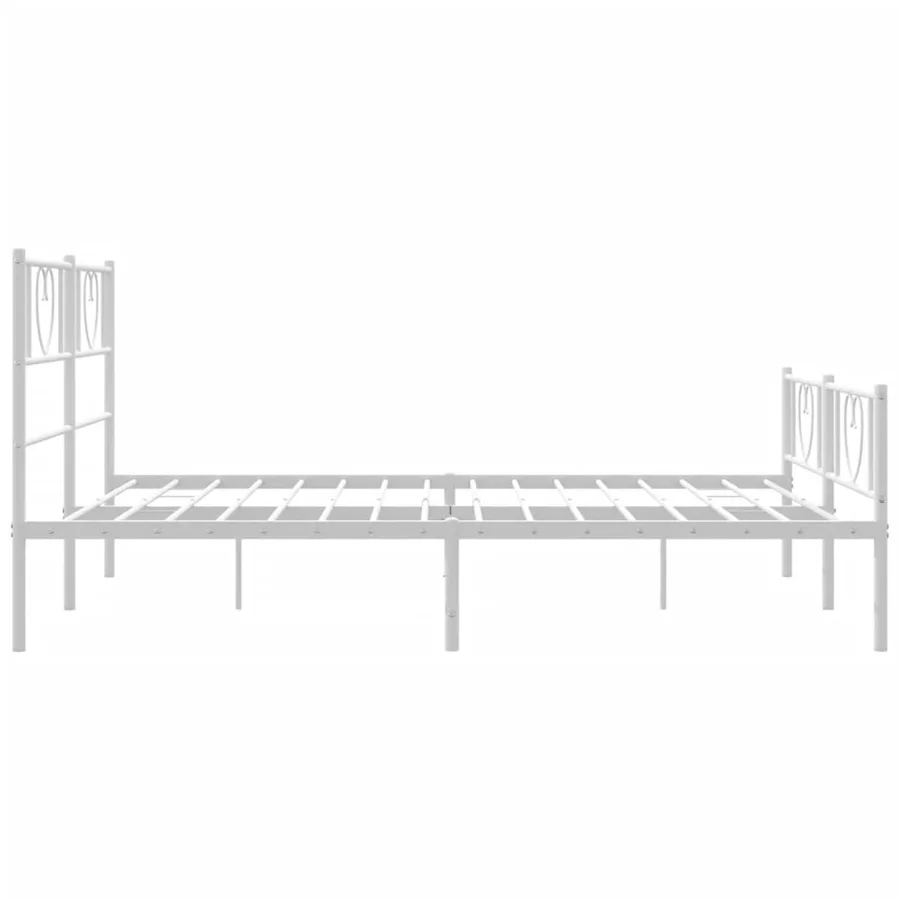 Cadre de lit métal sans matelas et pied de lit blanc 120x200 cm - 6