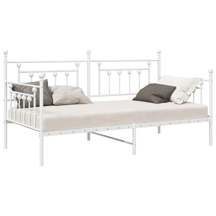 Cadre de lit de jour Blanc 100 x 190 cm Acier - 2