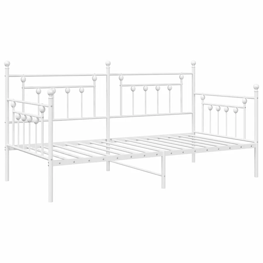 Cadre de lit de jour Blanc 100 x 190 cm Acier - 4