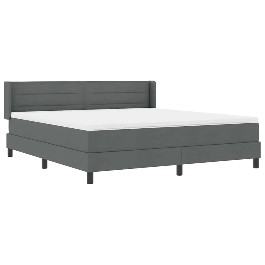 Lit à ressorts avec tête de lit Gris foncé 200 x 180 cm tissu - 6