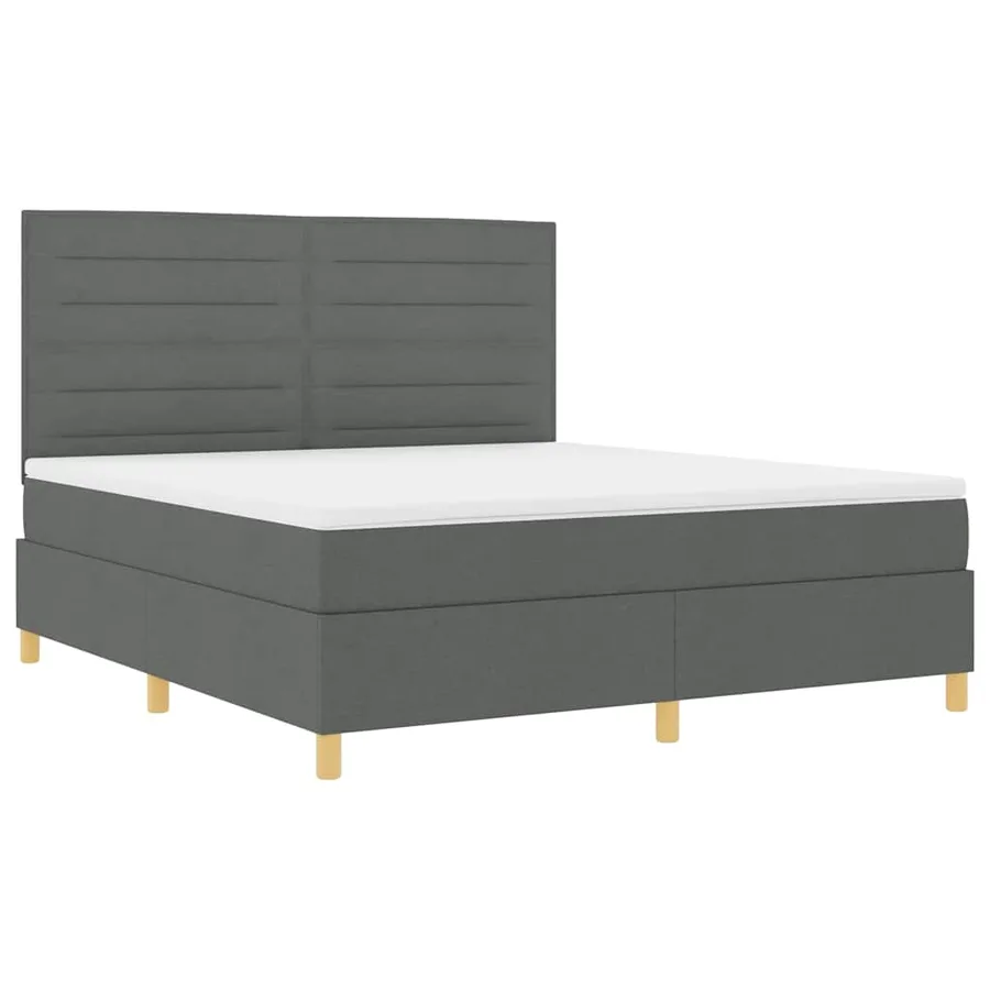 Lit à ressorts avec matelas Gris foncé 180 x 200 cm tissu - 5