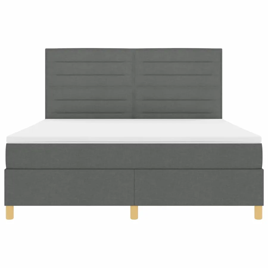 Lit à ressorts avec matelas Gris foncé 180 x 200 cm tissu - 7