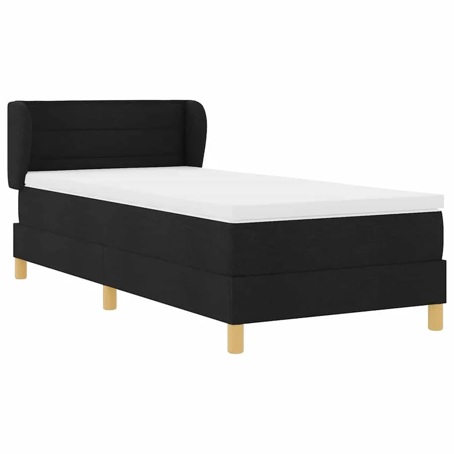 Lit à ressorts avec matelas Noir 80 x 200 cm tissu - 5