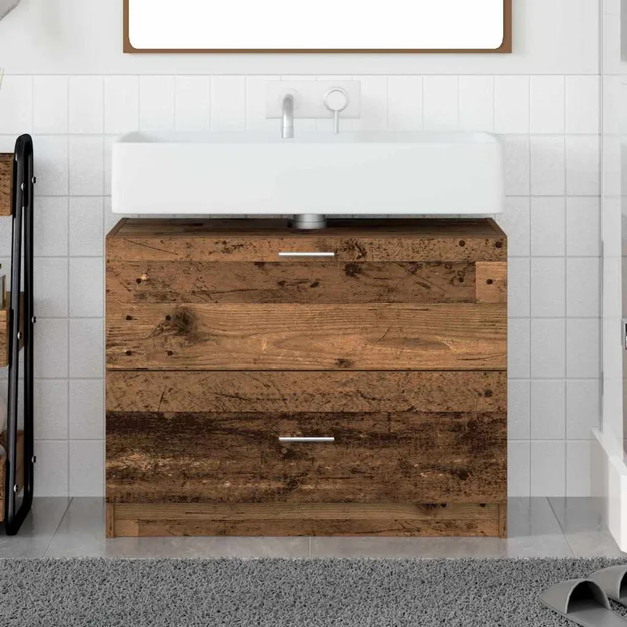 Cabinet de salle de bain avec porte Bois Ancien 78 x 37 x 59 cm - 4