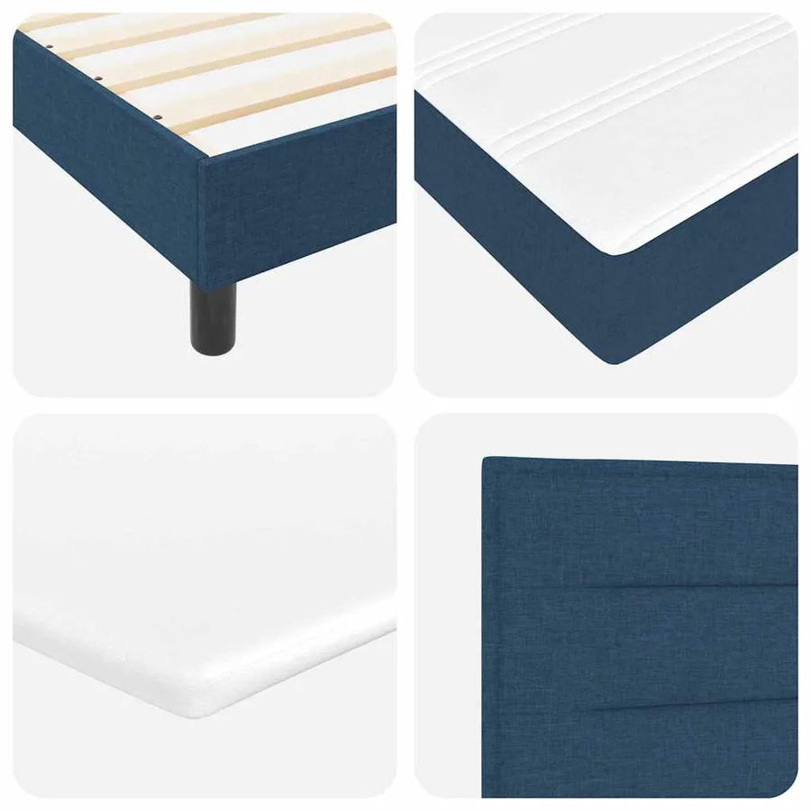 Lit à ressorts avec coussin Bleu 160 x 200 cm tissu - 8