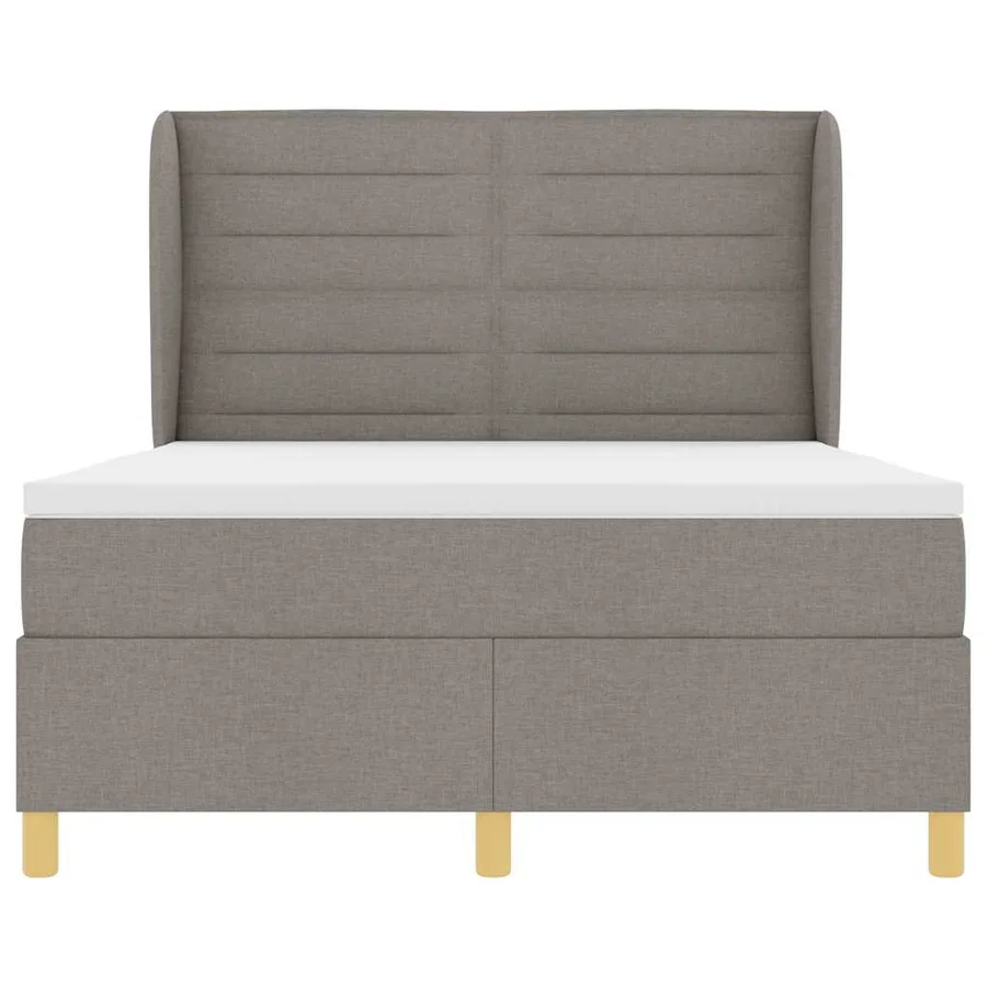 Lit à ressorts avec matelas Taupe 190 x 140 cm tissu - 7