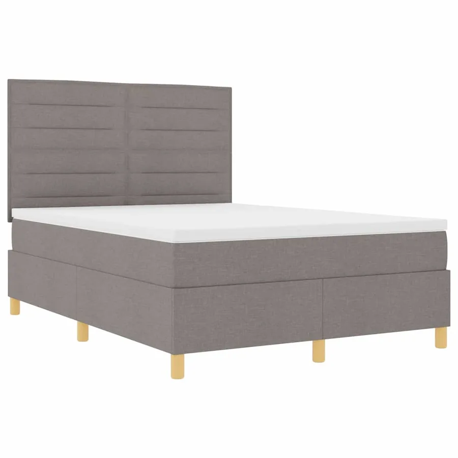 Lit à ressort LED avec matelas Taupe 140 x 200 cm tissu - 6
