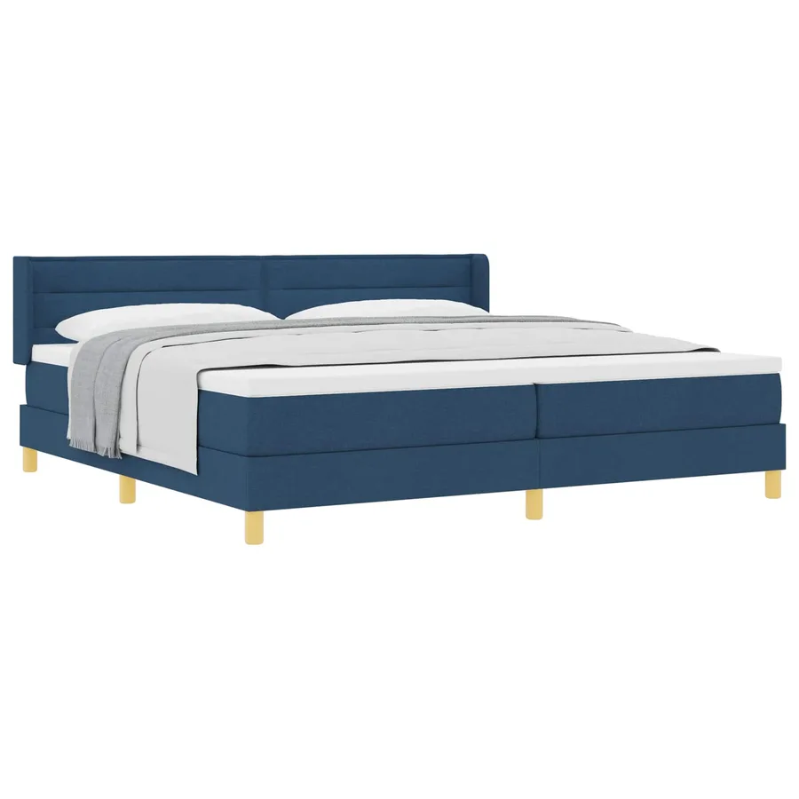 Lit à ressorts avec matelas Bleu 200 x 200 cm tissu - 2
