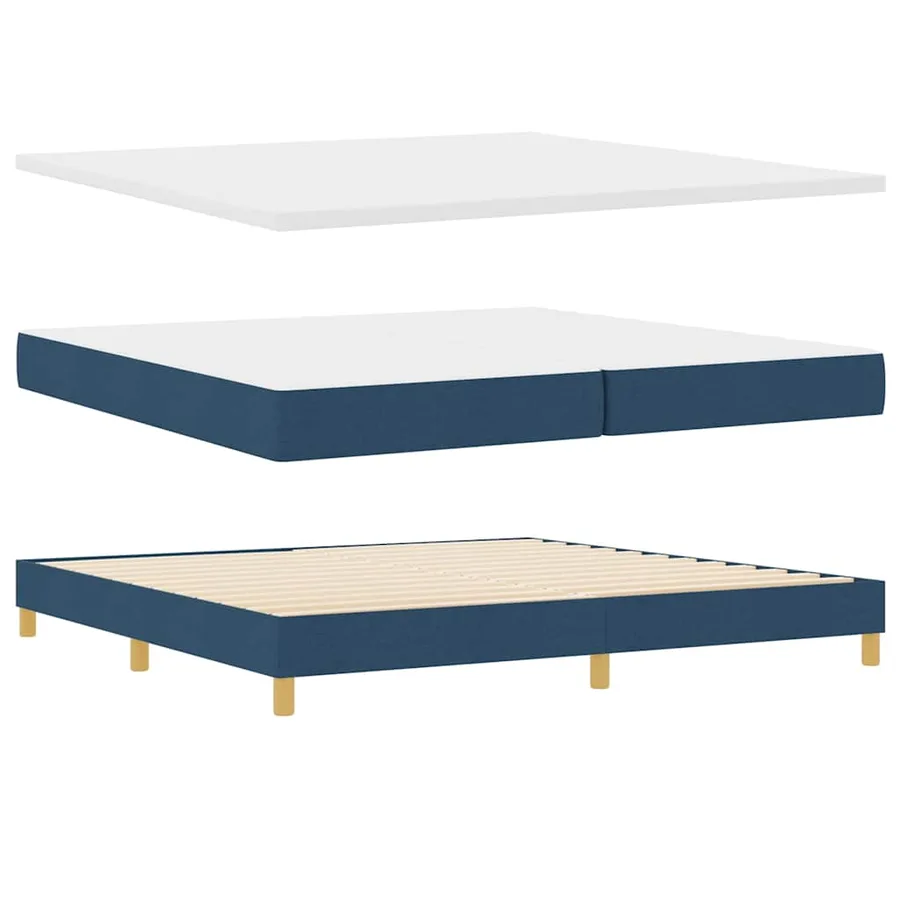 Lit à ressorts avec matelas Bleu 200 x 200 cm tissu - 3