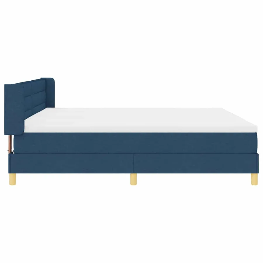 Lit à ressorts avec matelas Bleu 200 x 200 cm tissu - 5