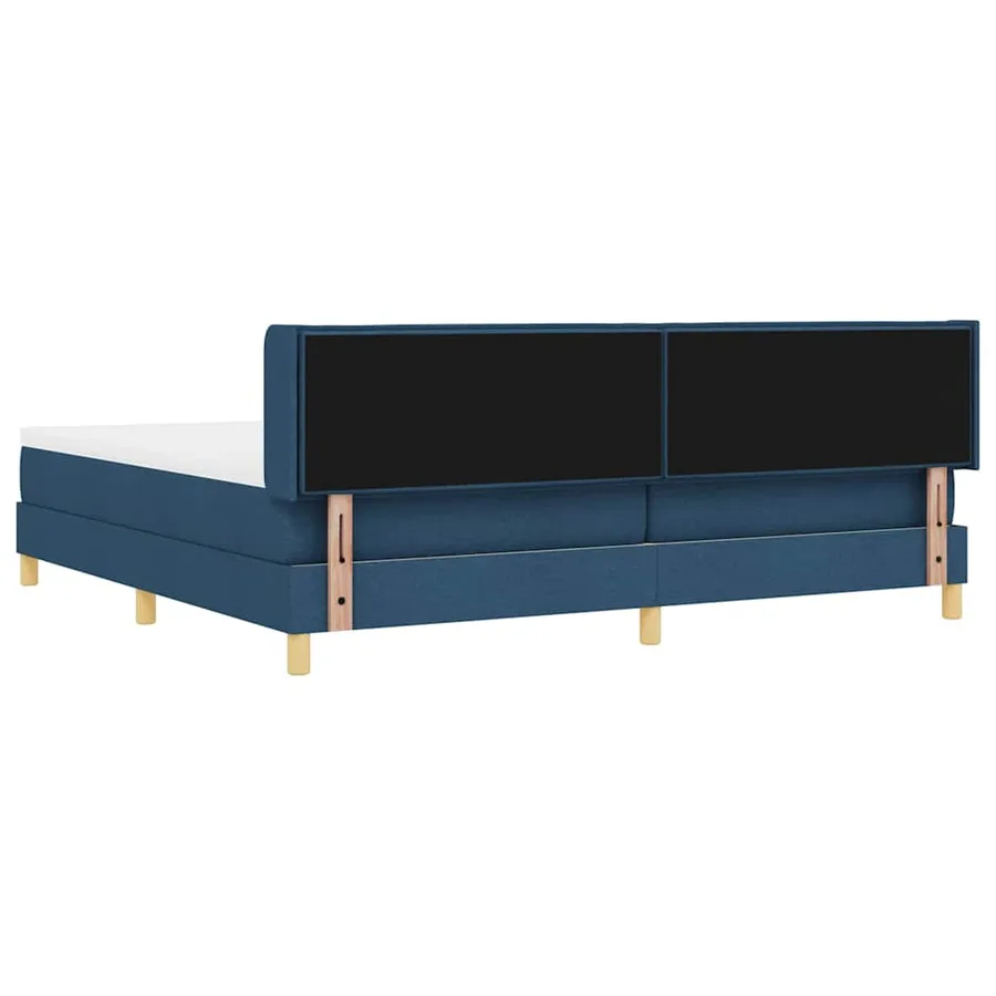 Lit à ressorts avec matelas Bleu 200 x 200 cm tissu - 6