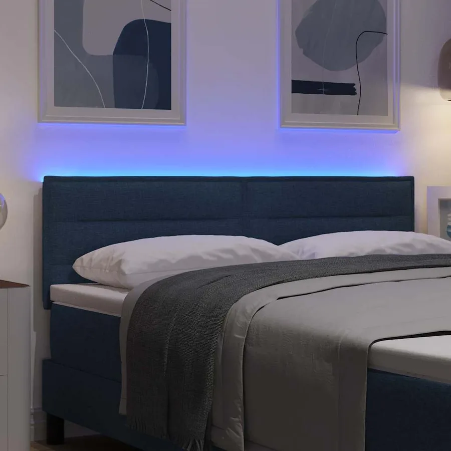 Tête de lit LED avec bandes LED Bleu 160 cm tissu - 4