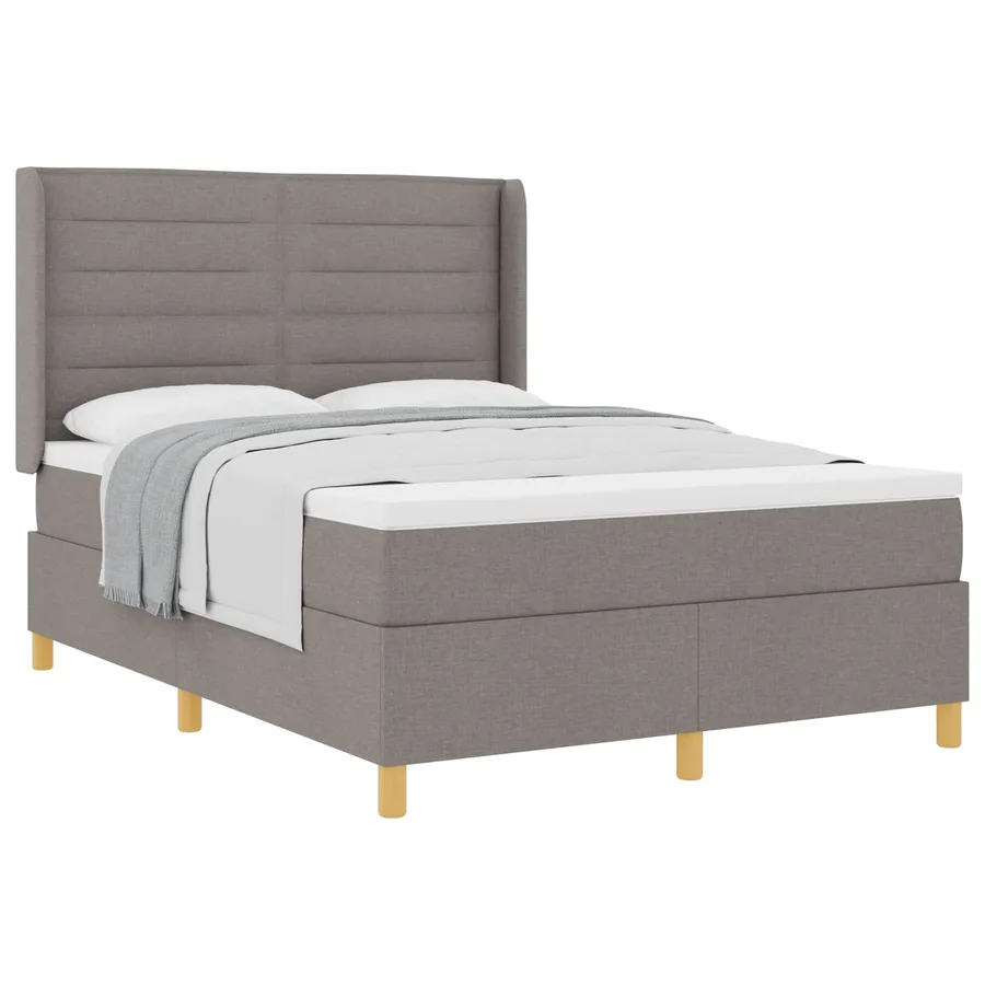Lit à ressorts avec matelas Taupe 140 x 190 cm tissu - 2