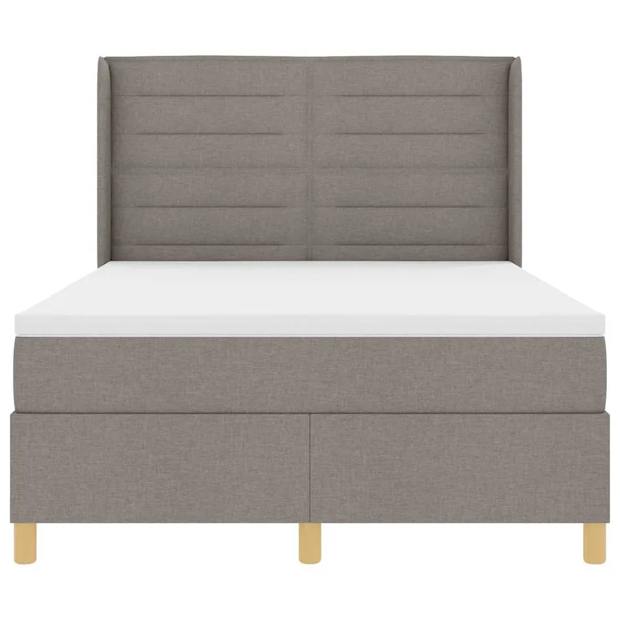 Lit à ressorts avec matelas Taupe 140 x 190 cm tissu - 7