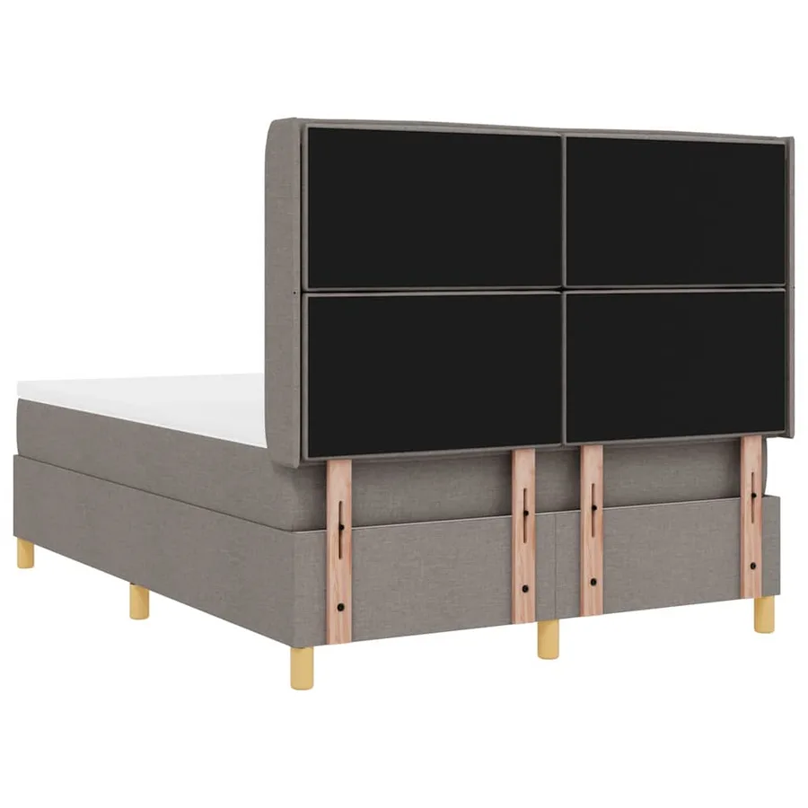 Lit à ressorts avec matelas Taupe 140 x 190 cm tissu - 9