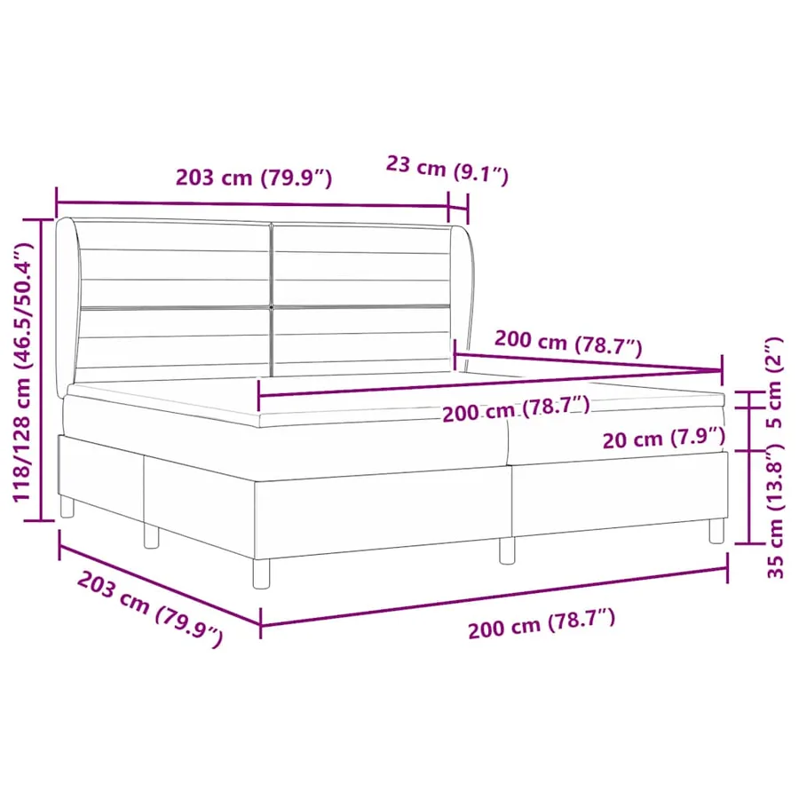 Lit à ressorts avec matelas Gris clair 200 x 200 cm tissu - 11