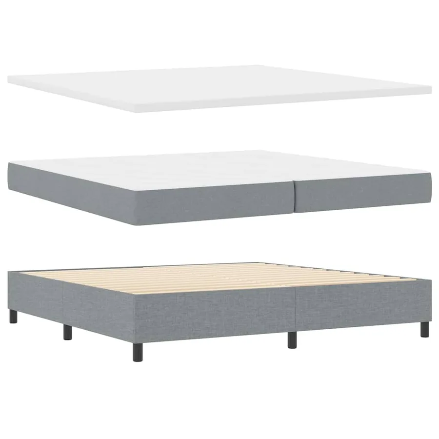 Lit à ressorts avec matelas Gris clair 200 x 200 cm tissu - 5