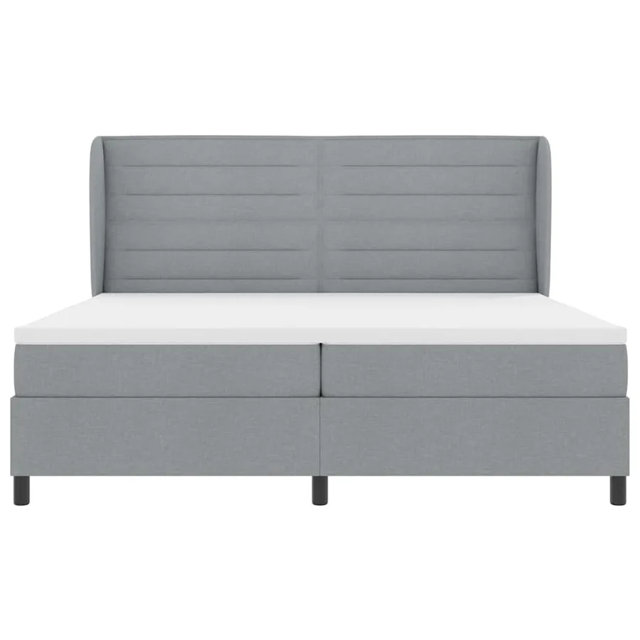Lit à ressorts avec matelas Gris clair 200 x 200 cm tissu - 6