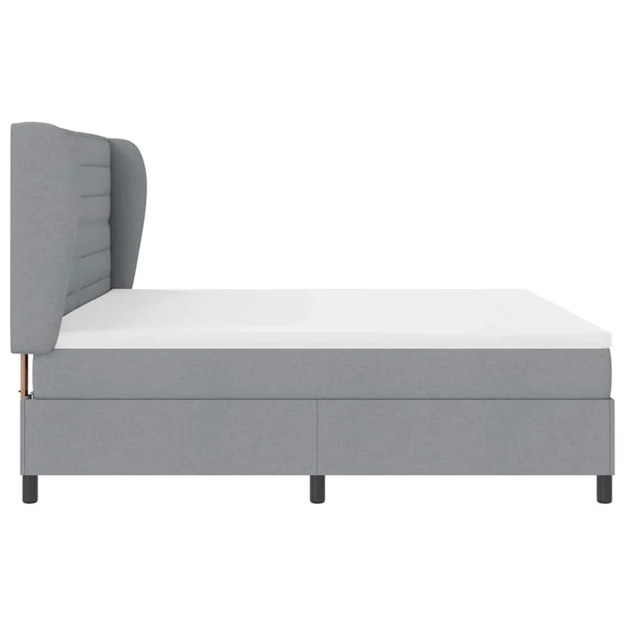 Lit à ressorts avec matelas Gris clair 200 x 200 cm tissu - 7