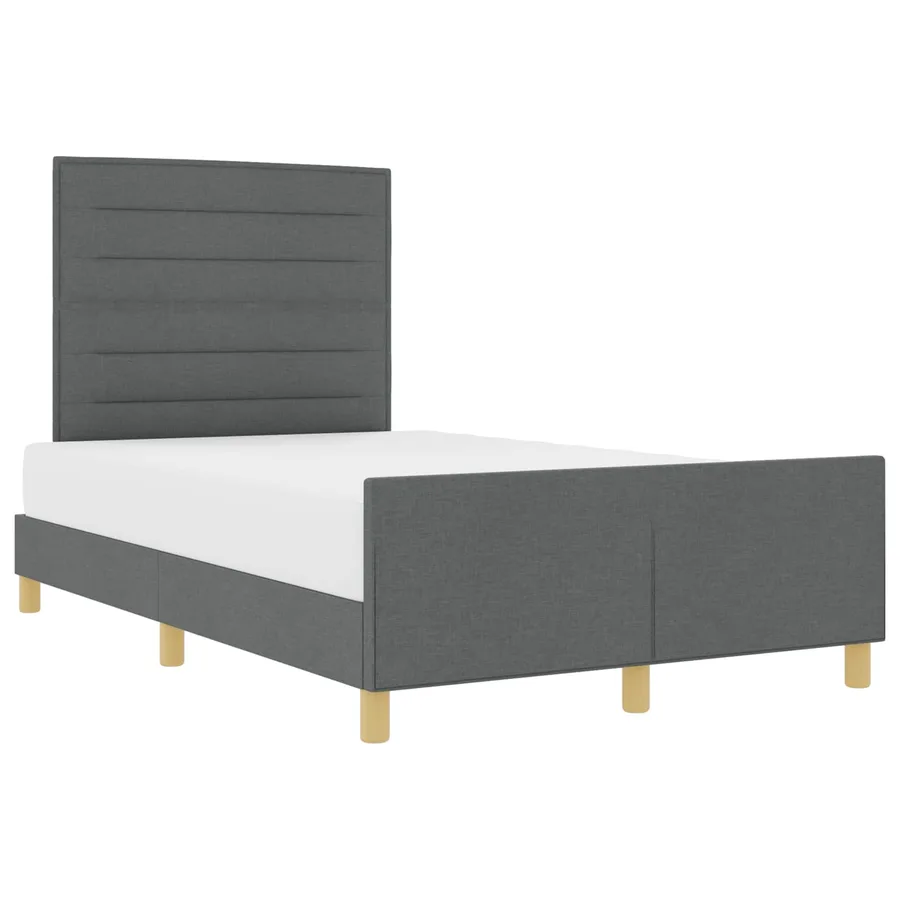 Cadre de lit avec tête de lit Gris foncé 140 x 200 cm tissu - 2