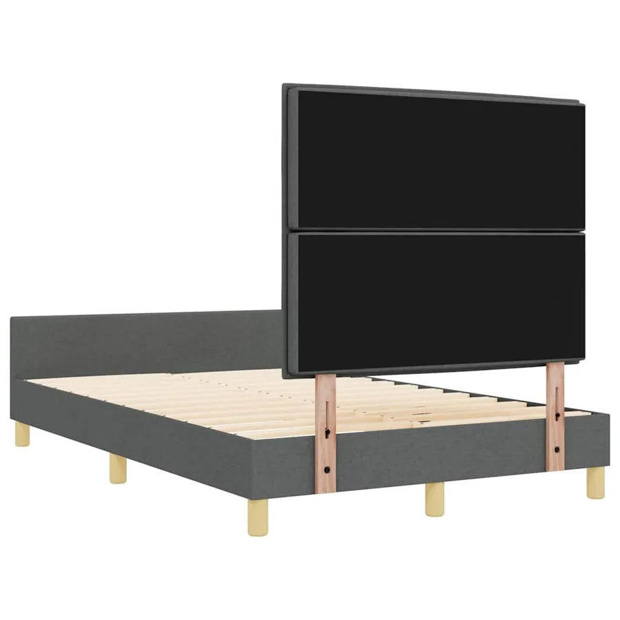 Cadre de lit avec tête de lit Gris foncé 140 x 200 cm tissu - 9
