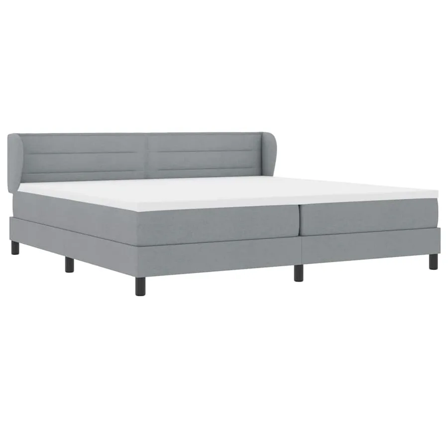 Lit à ressorts avec matelas Gris clair 200 x 200 cm tissu - 6