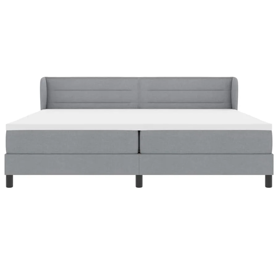 Lit à ressorts avec matelas Gris clair 200 x 200 cm tissu - 7