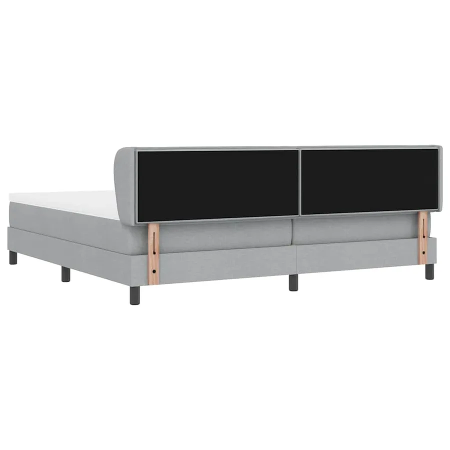 Lit à ressorts avec matelas Gris clair 200 x 200 cm tissu - 9