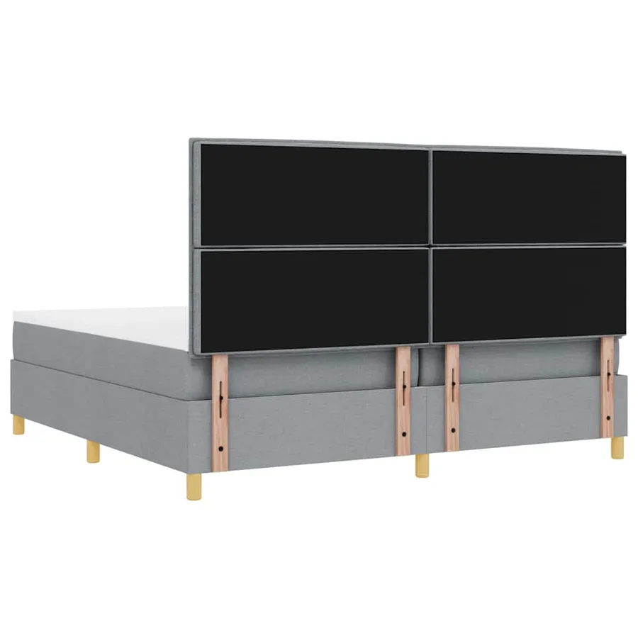 Lit à ressort LED avec matelas Gris clair 200 x 200 cm tissu - 8