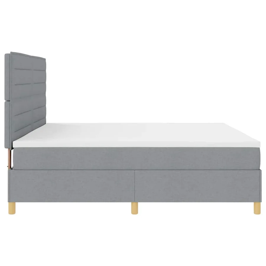 Lit à ressort LED avec matelas Gris clair 200 x 200 cm tissu - 9