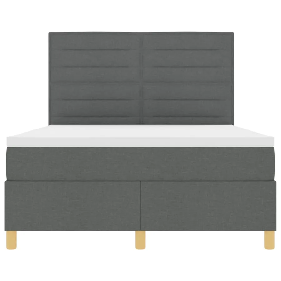 Lit à ressorts avec matelas Gris foncé 140 x 190 cm tissu - 7
