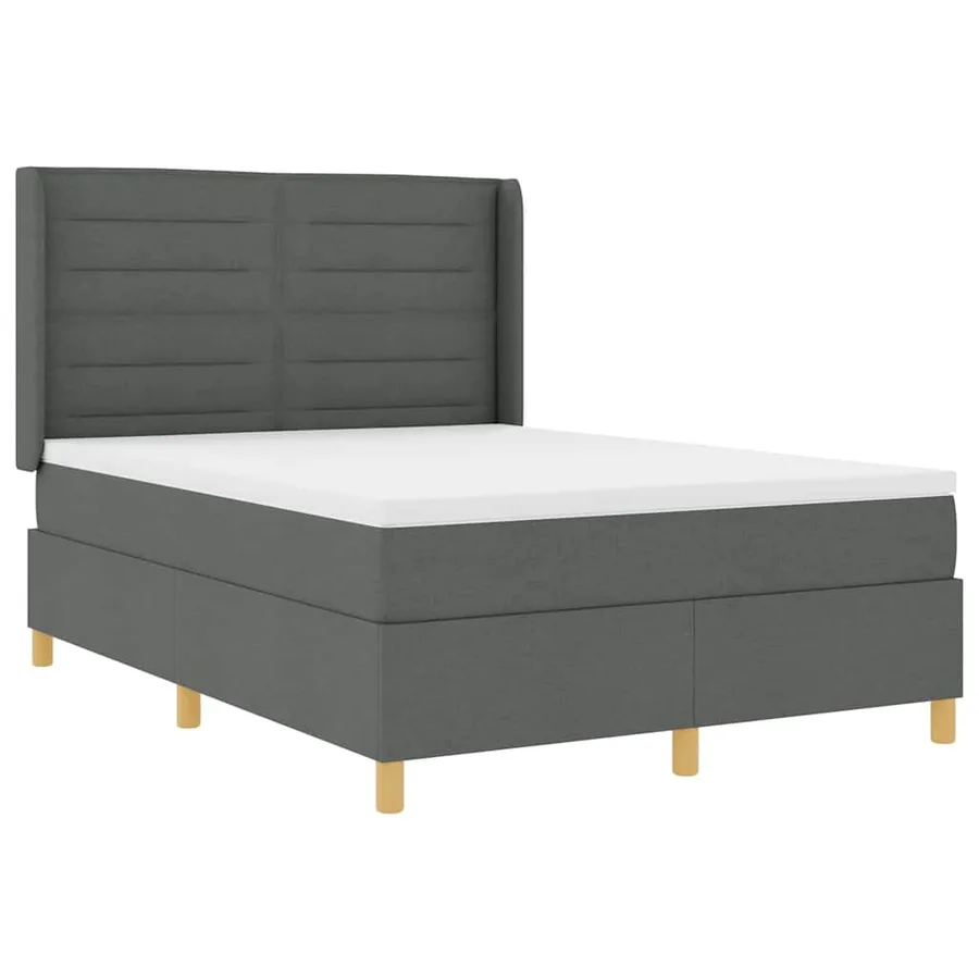 Lit à ressorts avec bandes LED Gris 140 x 200 cm tissu - 2