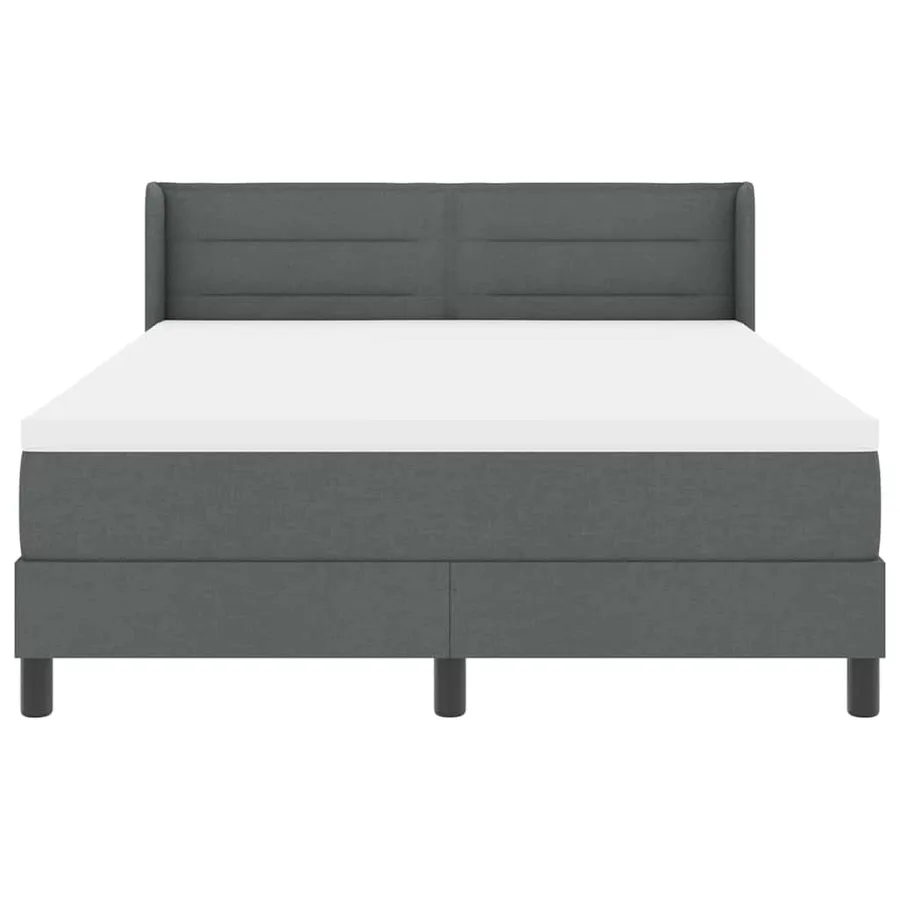 Lit à ressorts avec tête de lit Gris foncé 200 x 140 cm tissu - 7