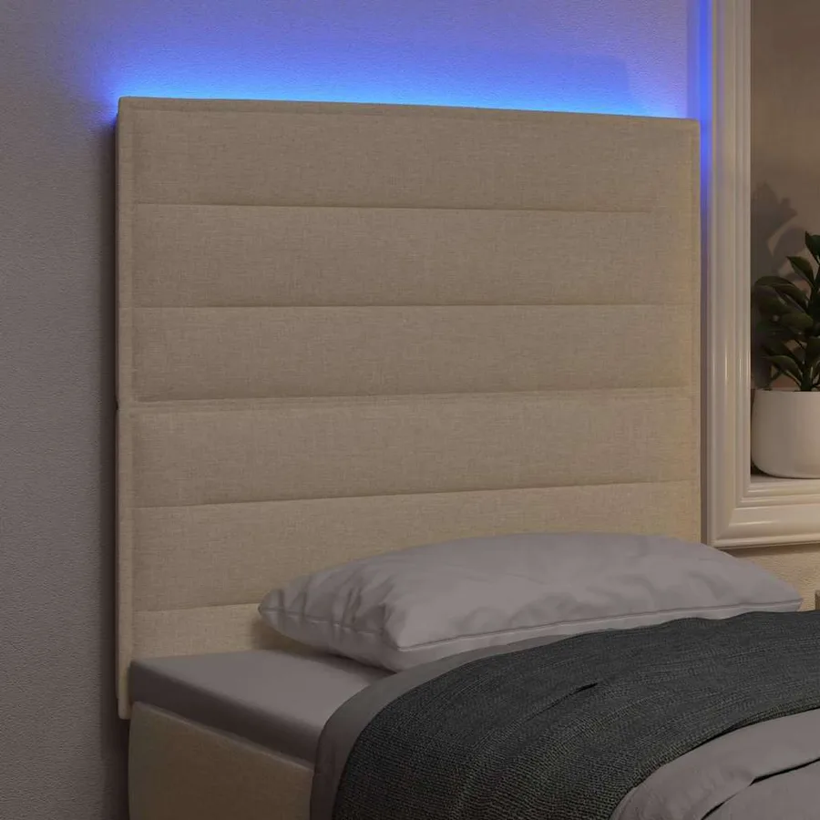 Tête de lit LED avec bandes LED Crème 90 cm tissu - 4