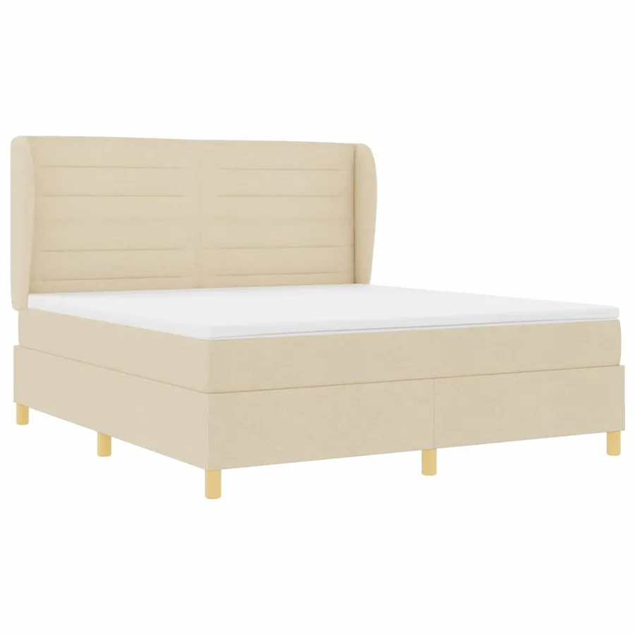 Lit à ressorts avec matelas Crème 200 x 180 cm tissu - 5