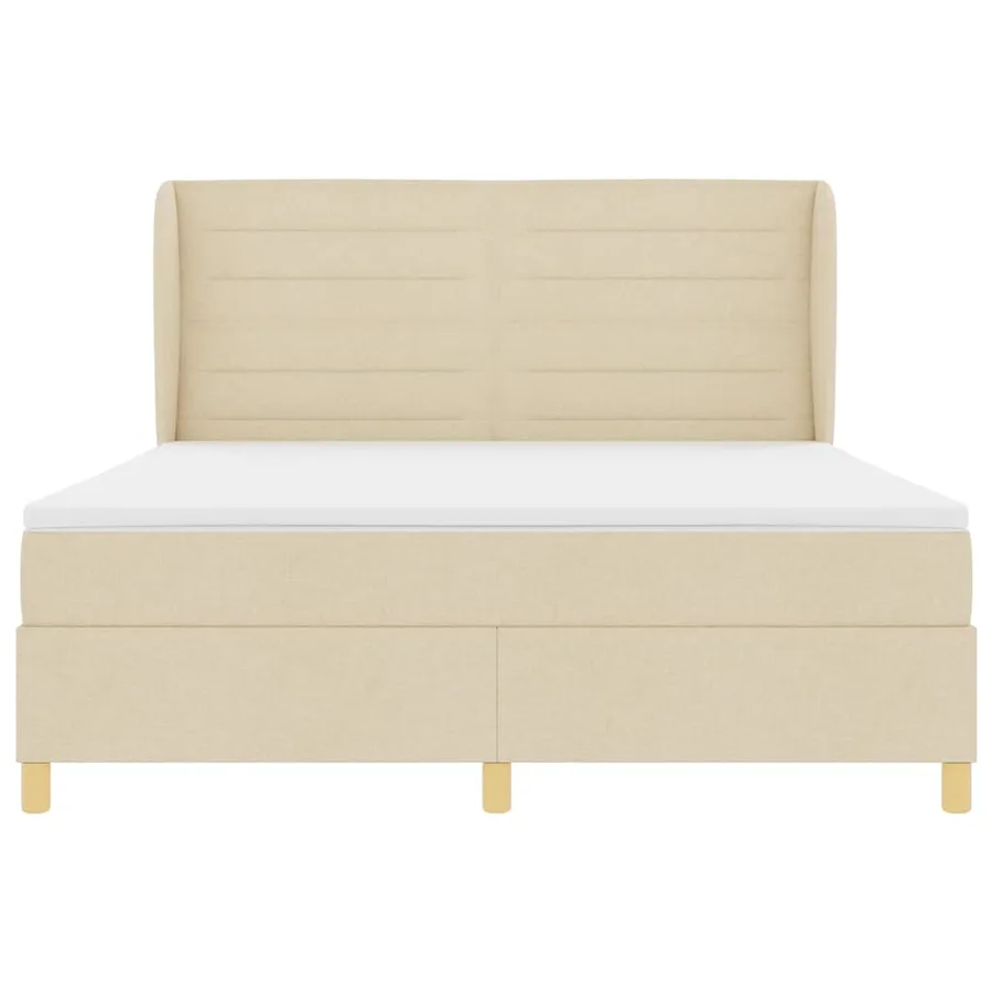 Lit à ressorts avec matelas Crème 200 x 180 cm tissu - 7