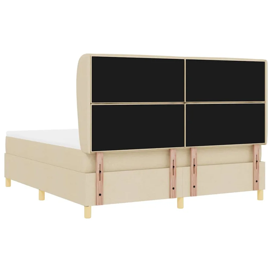 Lit à ressorts avec matelas Crème 200 x 180 cm tissu - 9