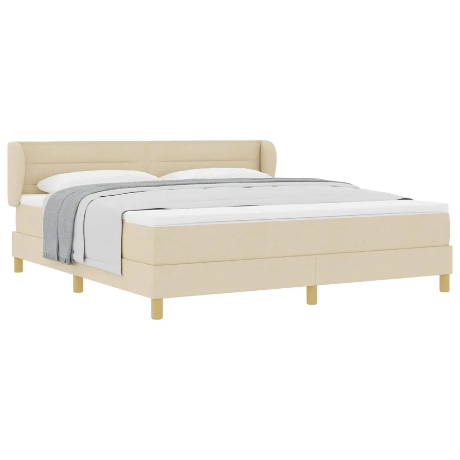 Lit à ressorts avec matelas Crème 180 x 200 cm tissu - 2