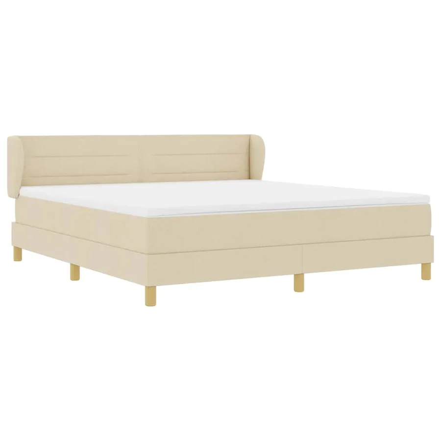Lit à ressorts avec matelas Crème 180 x 200 cm tissu - 5