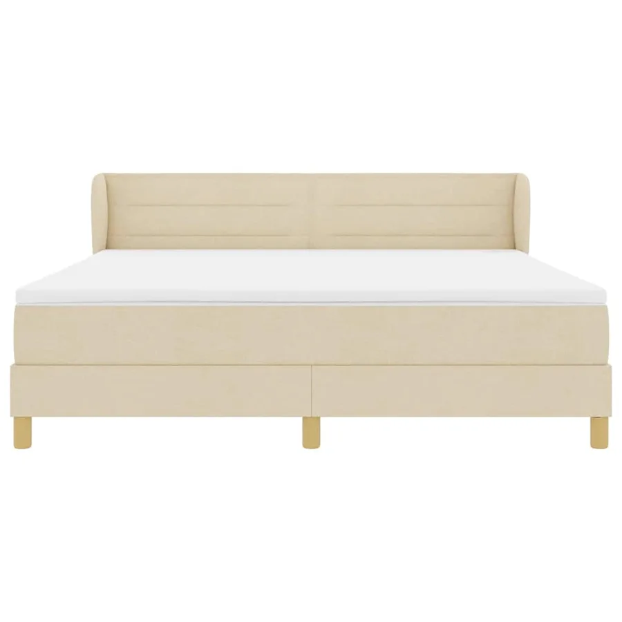 Lit à ressorts avec matelas Crème 180 x 200 cm tissu - 6