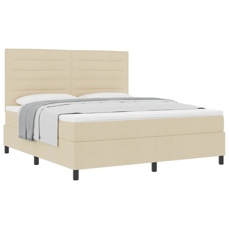 Lit à ressorts avec matelas Crème 180 x 200 cm tissu - 2