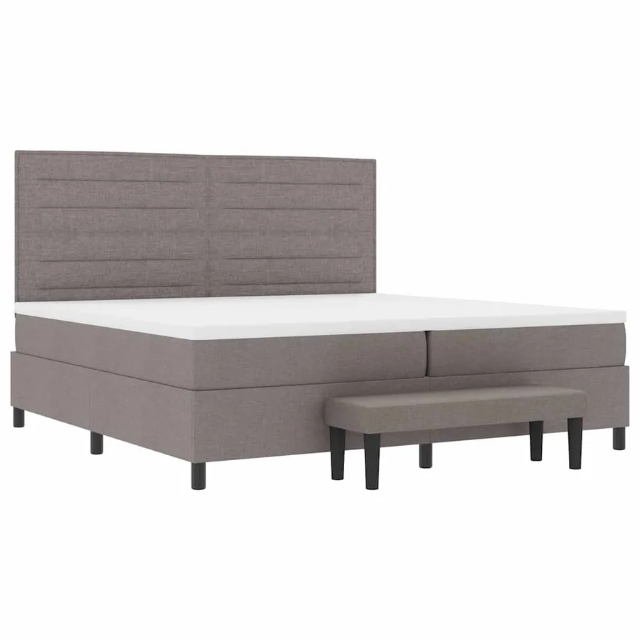 Lit à ressorts avec tête de lit Taupe 200 x 200 cm tissu - 7