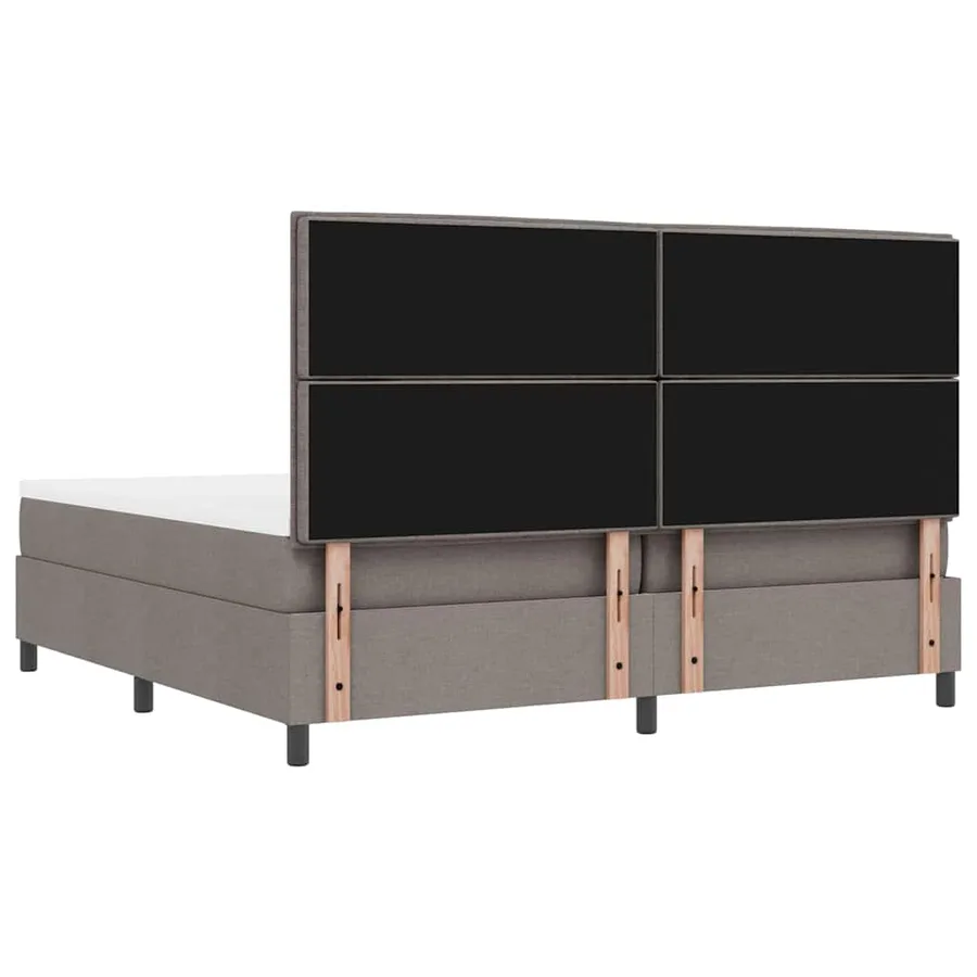 Lit à ressorts avec tête de lit Taupe 200 x 200 cm tissu - 8