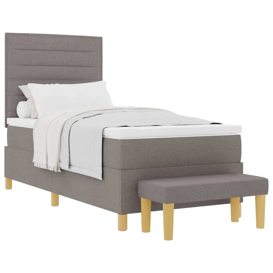 Lit à ressorts avec tête de lit Taupe 200 x 90 cm tissu - 2