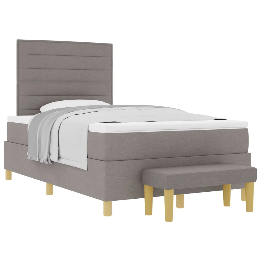 Lit à ressorts avec tête de lit Taupe 200 x 120 cm tissu - 2